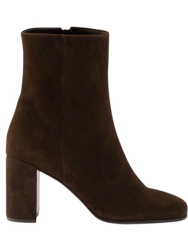 프라다 스웨이드 앵클 부츠 다크 브라운