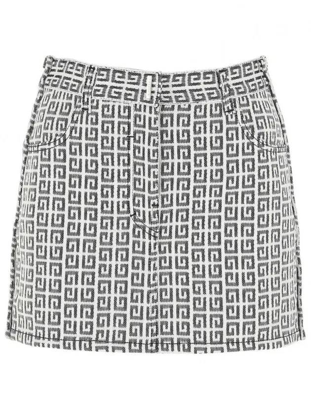 지방시 여성 모노그램 프린트 미니 스커트 화이트 블랙