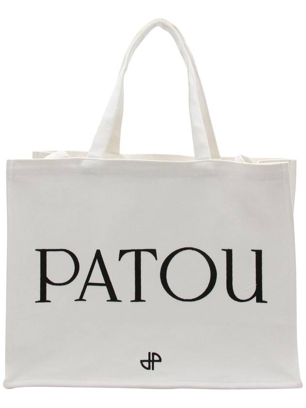 Patou White Cotton Tote Bag