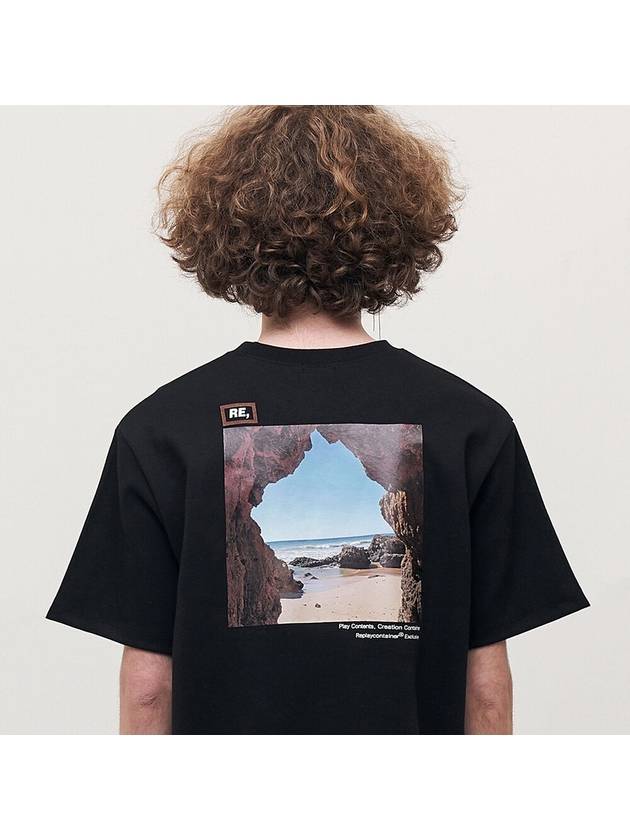 RE square black campaign half tee cave