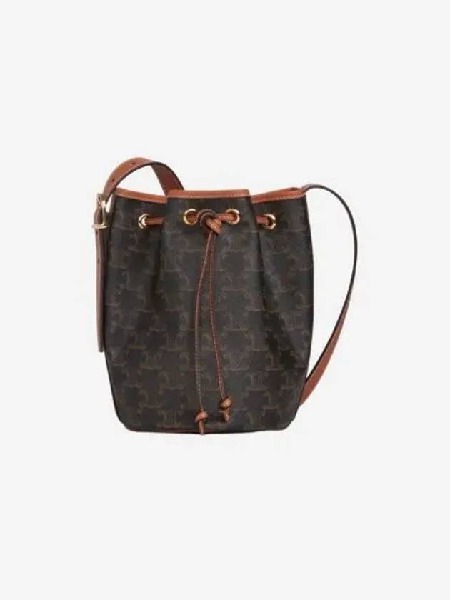셀린느 트리옹프 캔버스 & 카프스킨 스몰 드로우스트링백 탄 Celine Small Drawstring Bag in Triomphe Canvas and Calfskin Tan