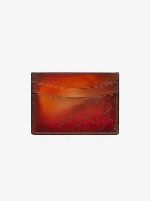 벨루티 뱀부 스크리토 레더 카드 홀더 레드 선셋 Berluti Bambou Scritto Leather Card Holder Red Sunset