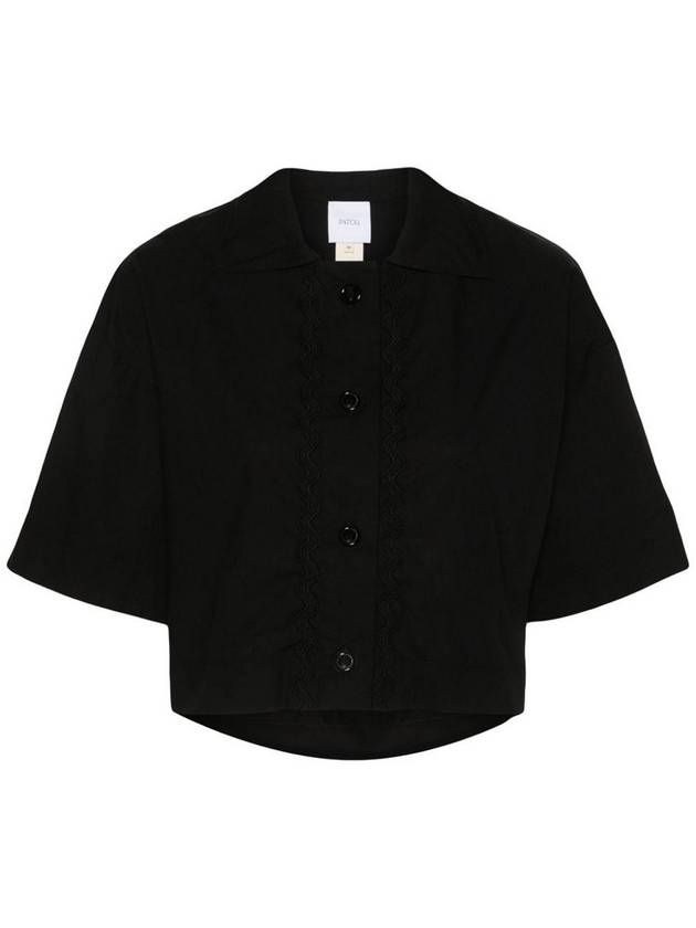 Patou Wave-Applique Cropped Shirt