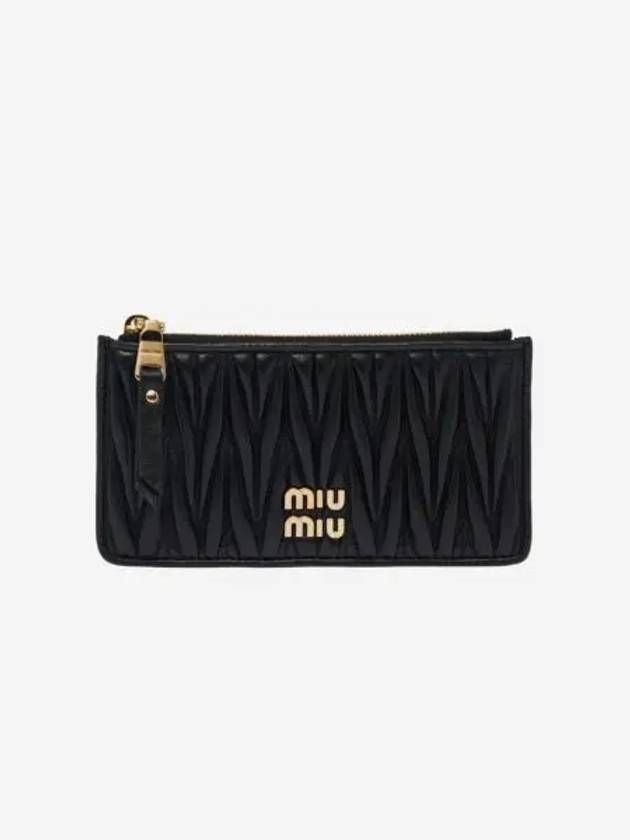 미우 미우 마테라쎄 나파 레더 엔벨로프 지갑 블랙 Miu Miu Matelasse Nappa Leather Envelope Wallet Black