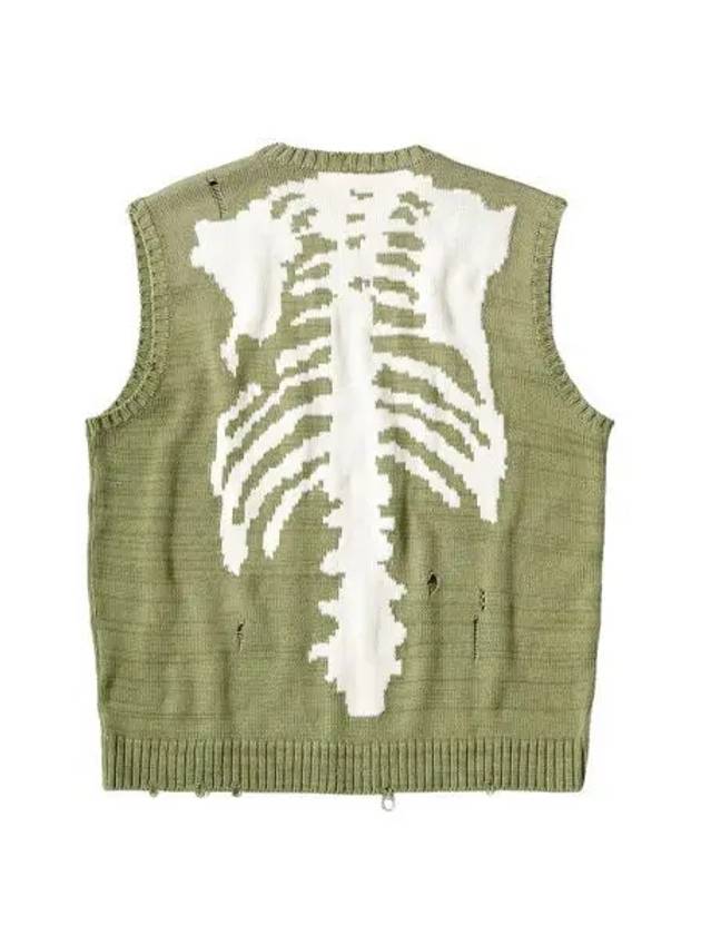 캐피탈 5G 코튼 본 베스트 카키 Kapital 5G Cotton Knit Bone Vest Khaki
