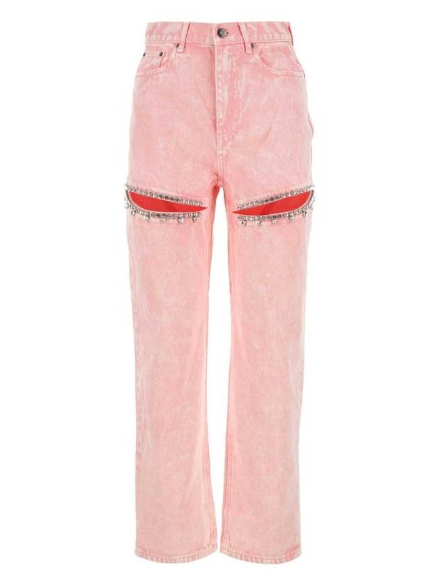 Area 장식 하이웨이스트 스트레이트 레그 진