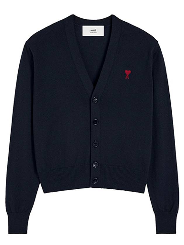 아미 하트자수 브이넥 가디건 블루 뉘 여성 자켓 BFFKC111.KN0025 430 TJ