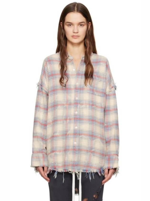 Off White   Blue Shredded Shirt 241021F109004