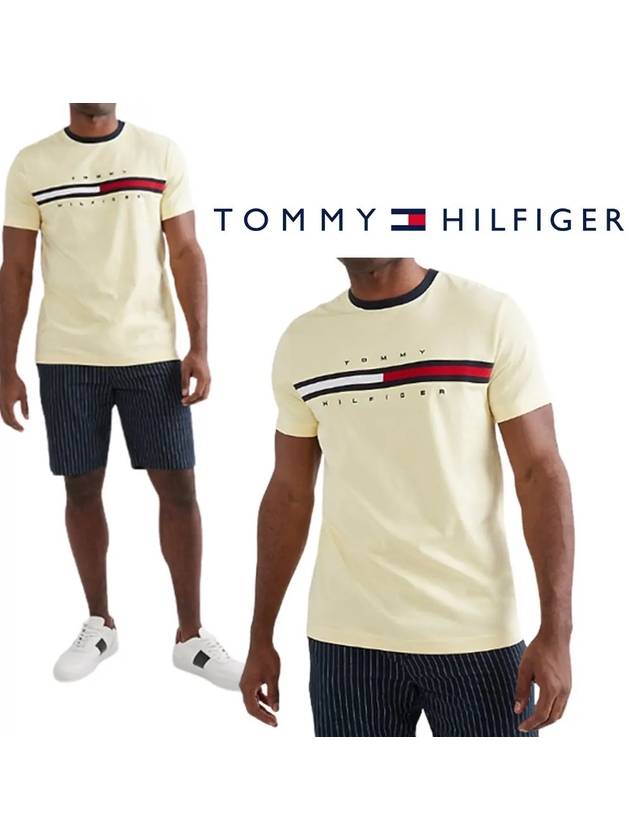 타미힐피거 투포인트 스몰로고 플래그 탑 반팔티셔츠 옐로우