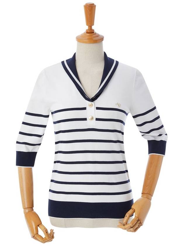 STRIPE SAILOR COLLAR KNIT_NAVY