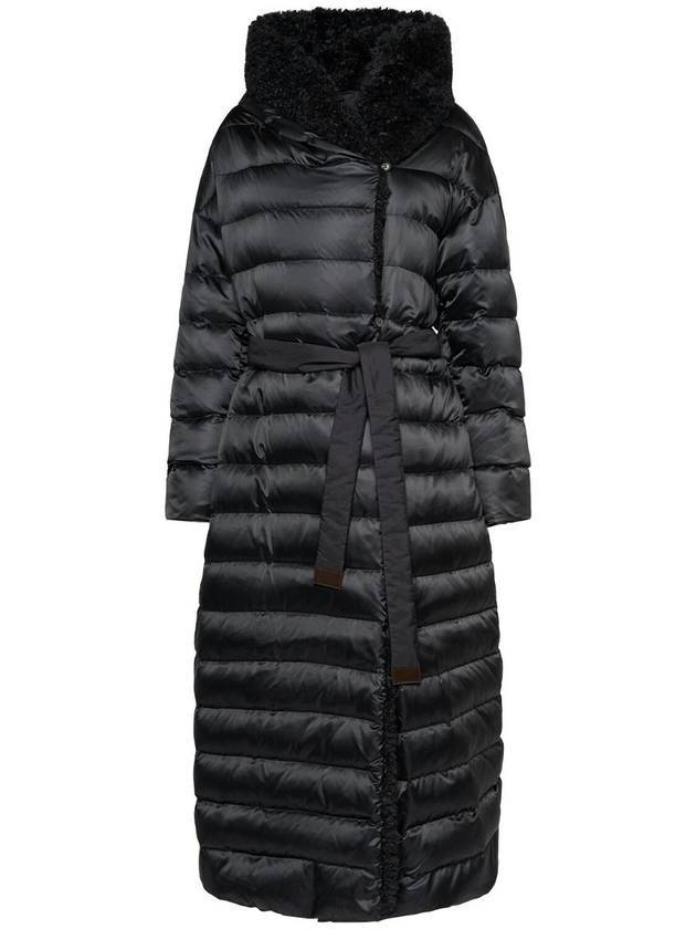 막스마라 노벰 워터 리펠런트 사틴 롱 패딩 블랙