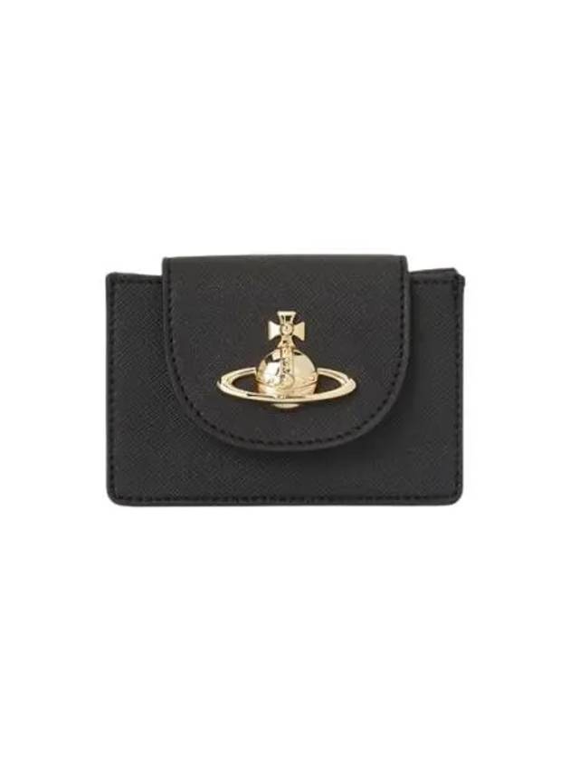 비비안 웨스트우드 사피아노 플랩 카드 홀더 블랙 Vivienne Westwood Saffiano Flap Card Holder Black