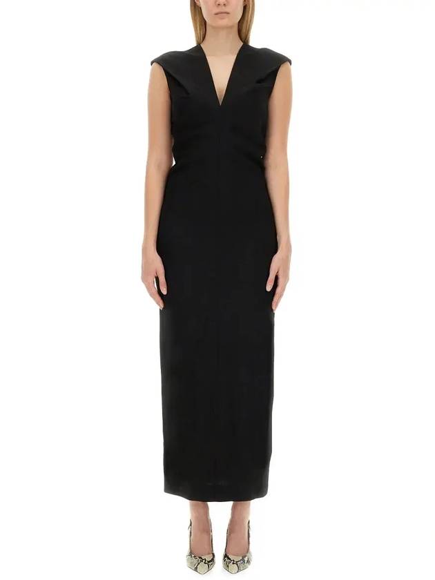 Khaite 브이넥 민소매 드레스 54274058_200