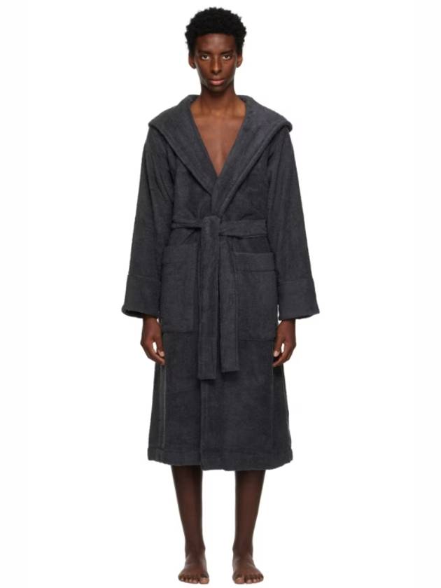 Gray Hooded Bathrobe 231482M219000