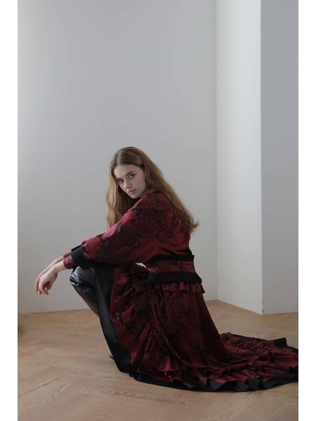 24FW 에스닉 프린트 언밸런스 티어드 원피스