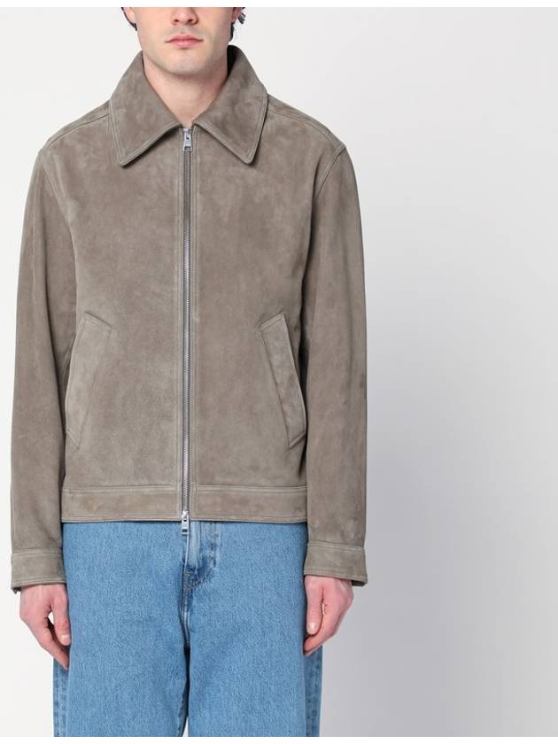 Ami Paris Gray suede zip-up jacket
