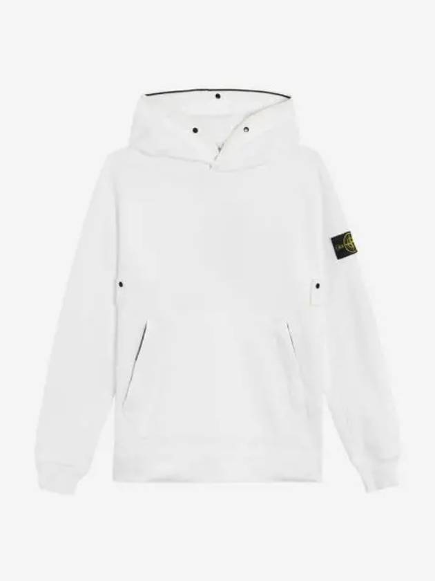 스톤 아일랜드 60620 브러쉬드 코튼 플리스 후드 스웨트셔츠 화이트 21FW Stone Island 60620 Brushed Cotton Fleece Hooded Sweatshirt White 21FW