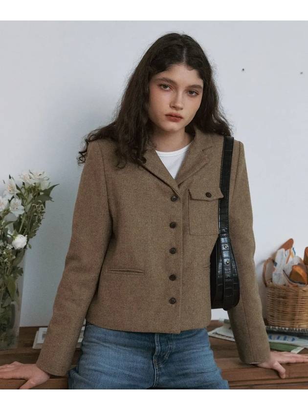 레터프롬문 이너프 포켓 울 누빔 자켓 브라운