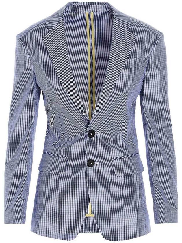 Dsquared2 Micro checked Dean over blazer in blue