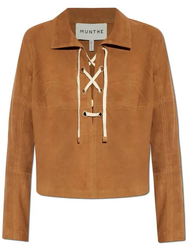 Munthe 레이스업 칼라 캐주얼 탑 2511019251160_CAMEL