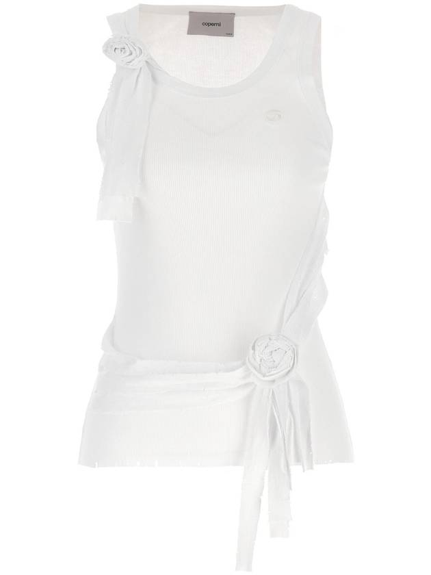 코페르니 Distressed Rose Rib tank top COPJS137F5033WHT
