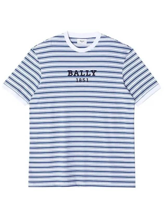 발리 BALLY MOU02V 7S319 I5H1 로고 자수 스트라이프 남성 반팔티