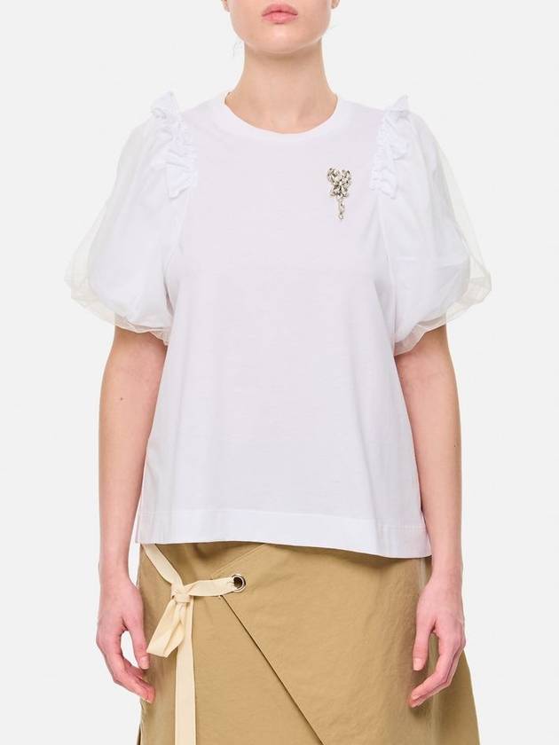 Simone Rocha Tulle Overlay Puff Sleeve Frill T-shirt