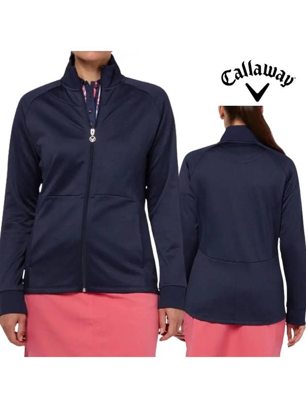 캘러웨이 여성골프웨어 스타일 플리스 탑 재킷 네이비