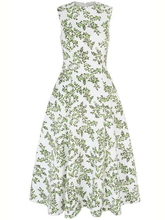 MARA DRESS BLUE ROSE ON WHITE TAFFETA FAILLE