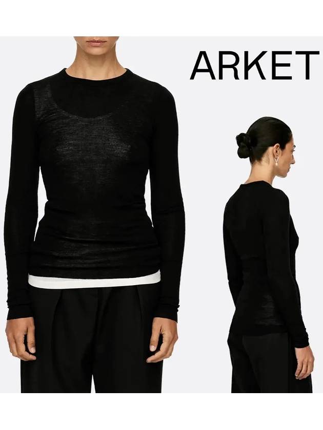 아르켓 니트 메리노울 리브 스웨터 블랙