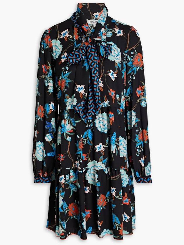 NB07 다이앤본퍼스텐버그 여성 원피스 Romi pussy bow printed crepon mini dress