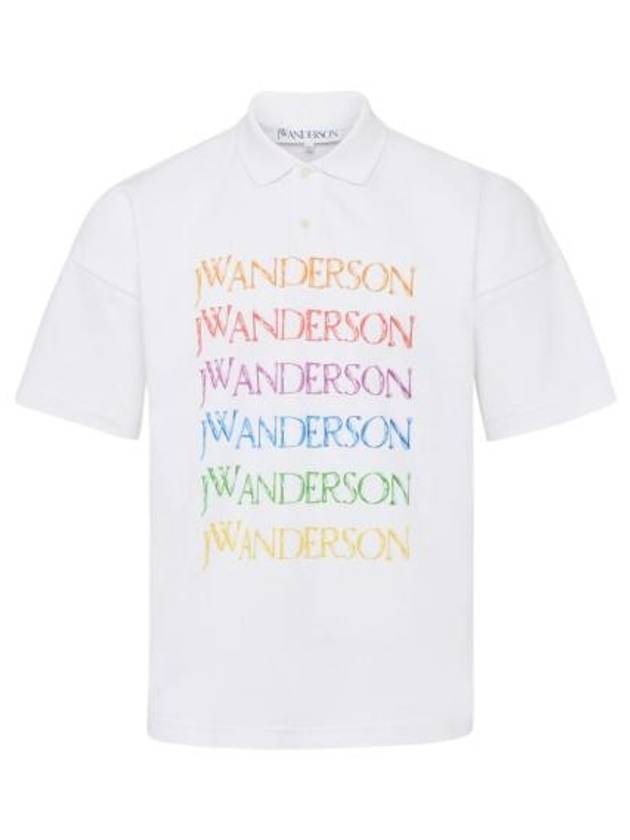 JW 앤더슨 로고 프라이드 캡슐 PK셔츠 화이트