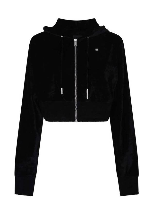 지방시 크롭 벨벳 후드집업