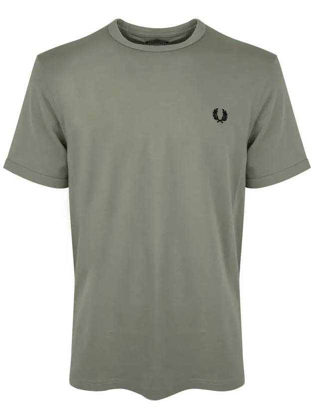 Fred Perry 링거 로고 자수 크루넥 티셔츠 M3519_M37SEAGRASS