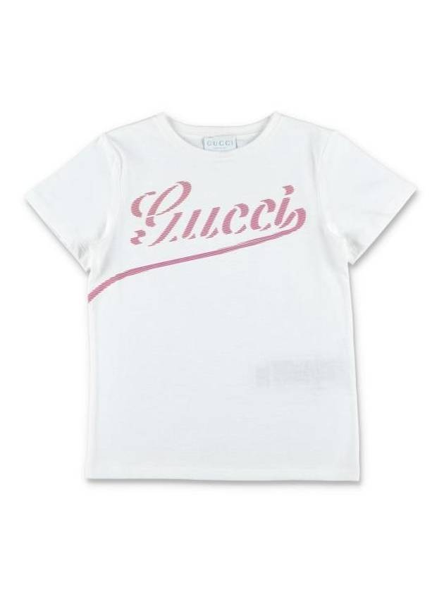 구찌 키즈 프린티드 코튼 반팔 티셔츠 화이트