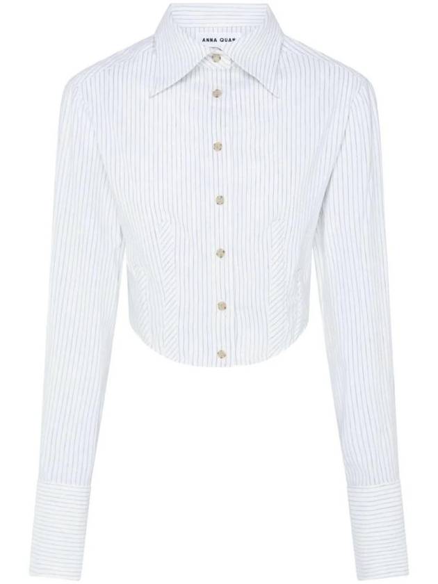 ANNA QUAN 프랭킹 스트라이프 크롭 셔츠 FRANKIESHIRTTAUPESTRIPE
