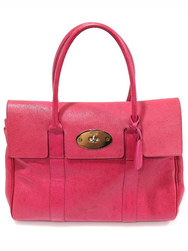 Mulberry 멀버리 HH8451 핑크 글로시 고트스킨 금장 베이스워터 미듐 토트백