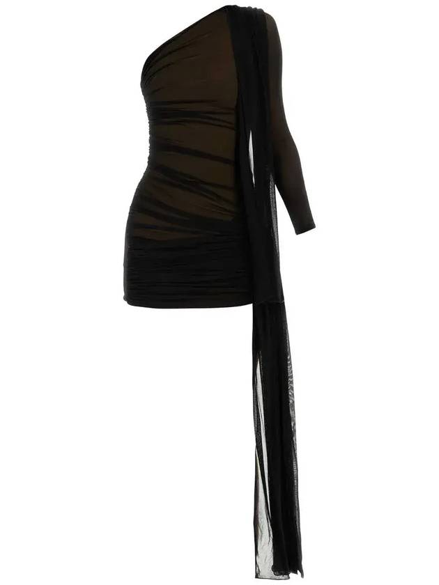 리 호지어리 원숄더 드레이프 미니 드레스 A9965F23_BLACKSANDSTONE