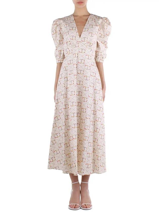 TWINSET 타원형 T 올오버 로고 미디 드레스 231TP2643_10396 ST.FLOWE