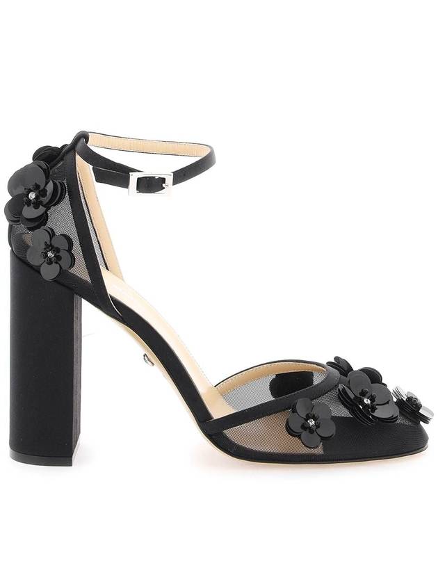 Mesh Decollete With Sequin Flowers