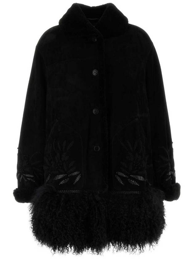 Ermanno Scervino 모티프 자수 싱글 브레스티드 코트