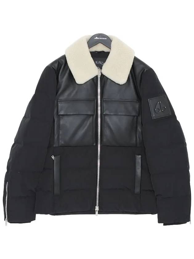 무스너클 24FW 사비노 와펜로고 레더믹스 푸퍼 패딩 점퍼 자켓 M34MJ159 292