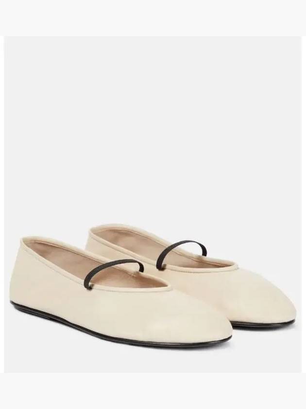 더로우 탄력있는 레더 발레 플랫