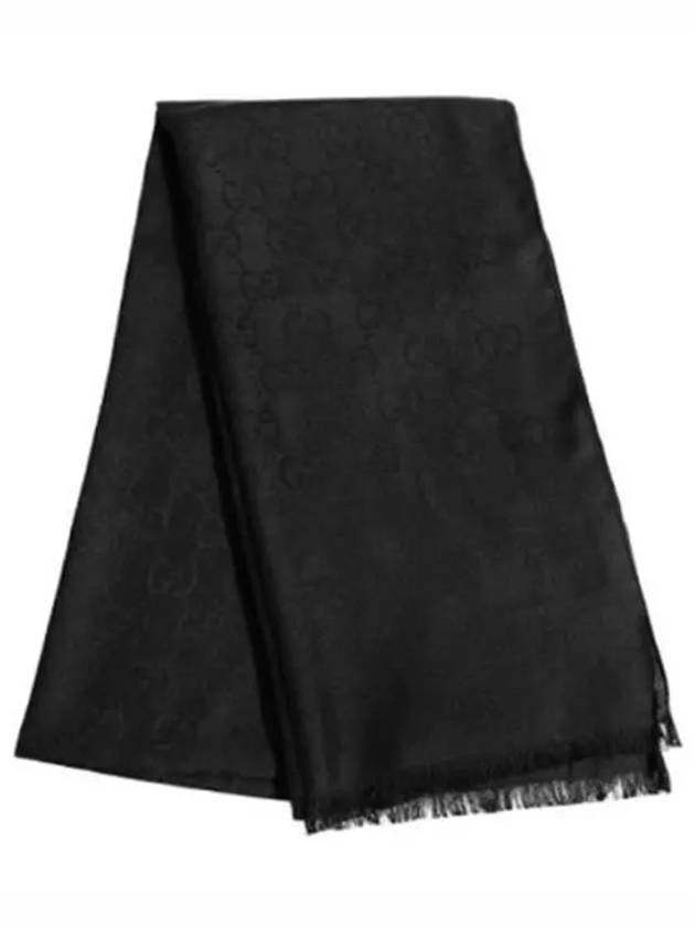 구찌 GG 패턴 울 실크 머플러 검정 블랙 165903 3G646 1000