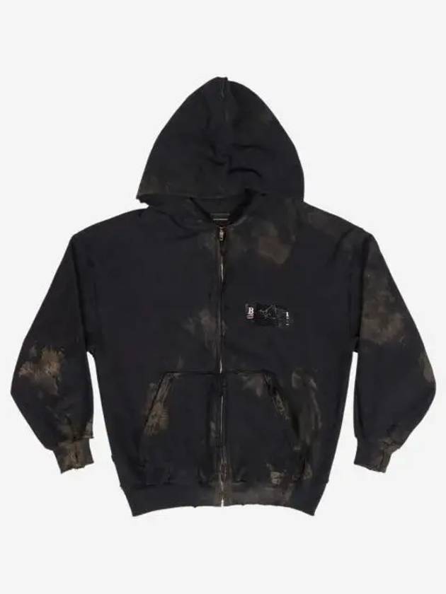 발렌시아가 개퍼 집업 후드 스몰 핏 블랙 Balenciaga Gaffer Zip Up Hoodie Small Fit Black