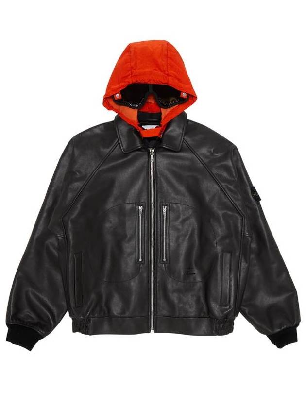 슈프림 x 스톤 아일랜드 레더 봄버 재킷 블랙