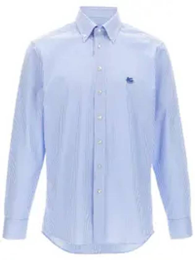 에트로 페가소 엠브로이더리 로고 긴팔 셔츠 블루