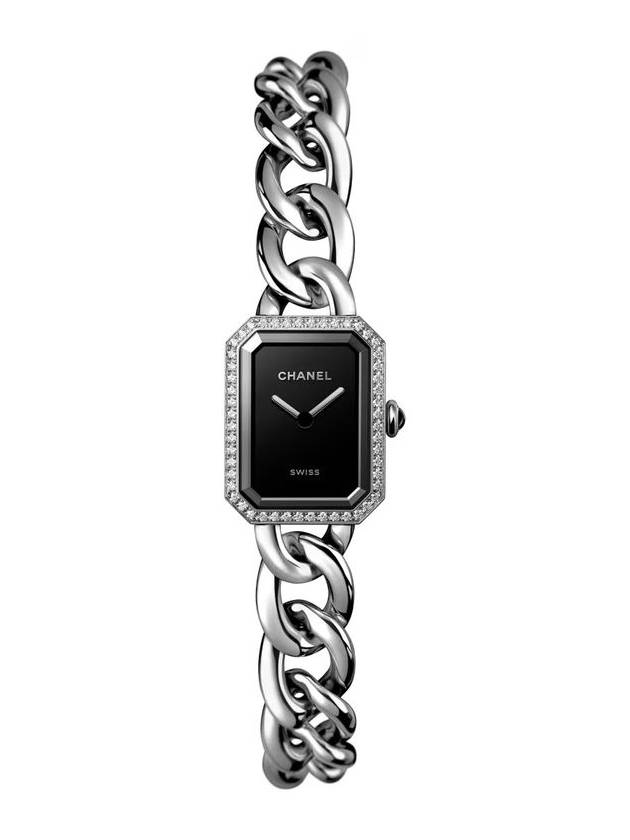 샤넬 프리미에르 구르메트 체인 워치스몰 모델 스틸과 다이아몬드 블랙 다이얼 H7021