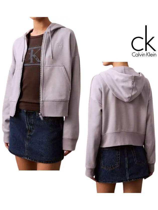 캘빈클라인 여성 클래식 로고 후드 자켓 라일락