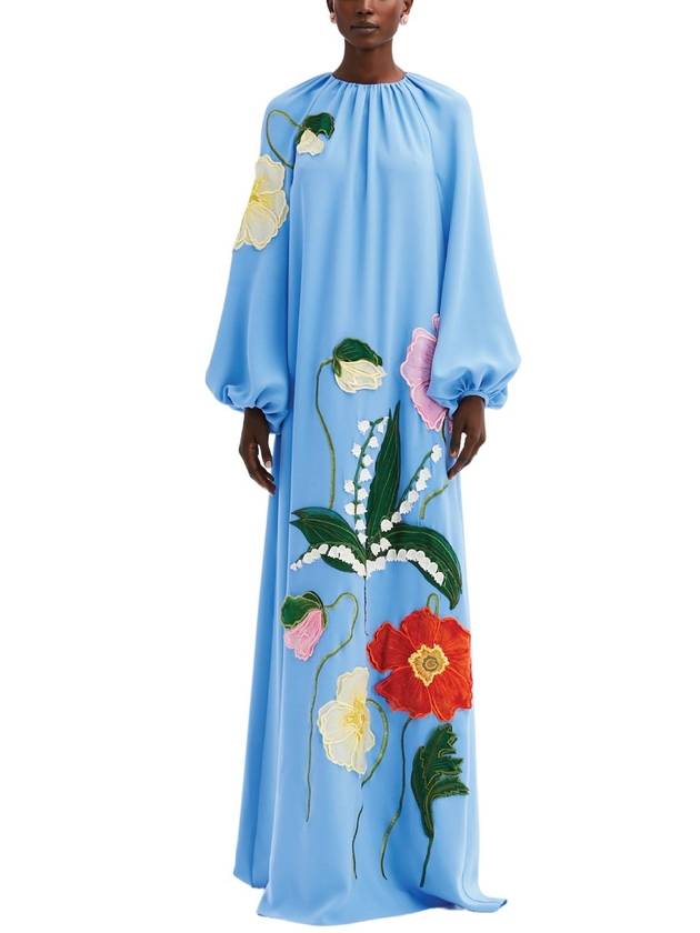 PAINTED POPPIES & LILY EMBROIDERED CAFTAN
